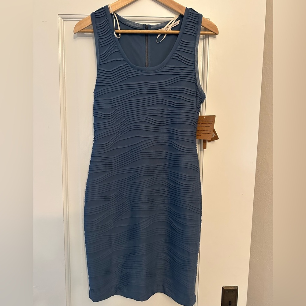 RACHEL Rachel Roy Textured Blue Midi Dress